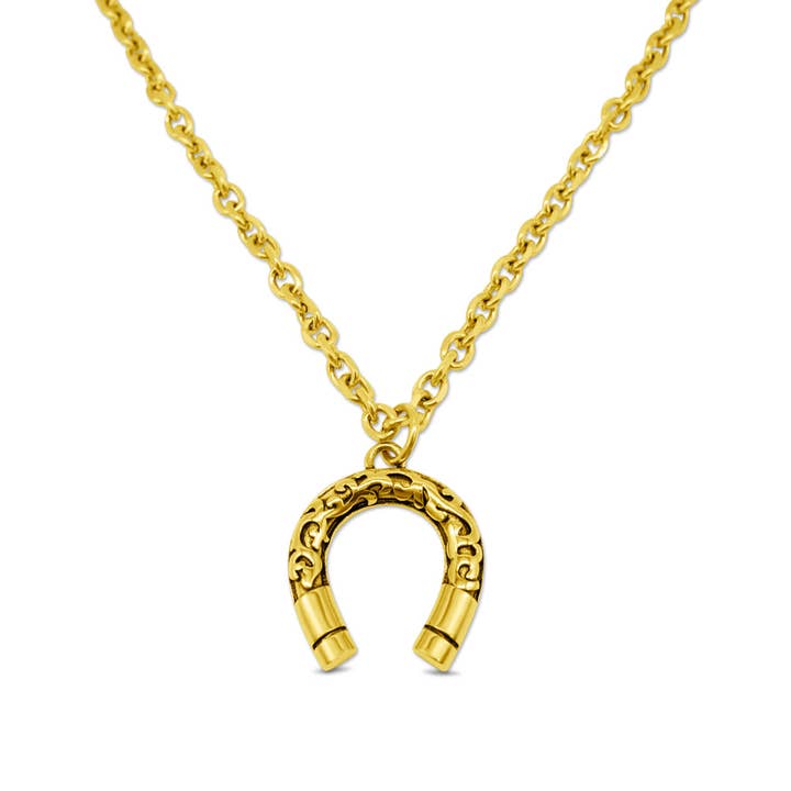 Lucky Charm Horseshoe Necklace Gold for wholesale by Mysticum Luna