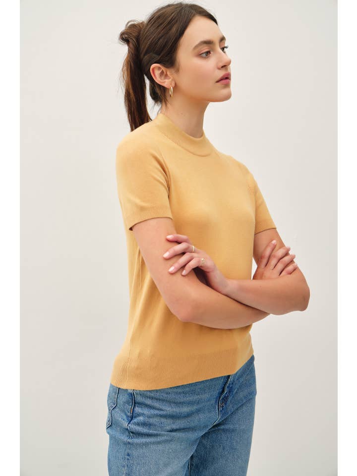 Be Cool - Wholesale Knit Sweater - Women's - SHORT SLEEVE MOCK NECK SWEATER