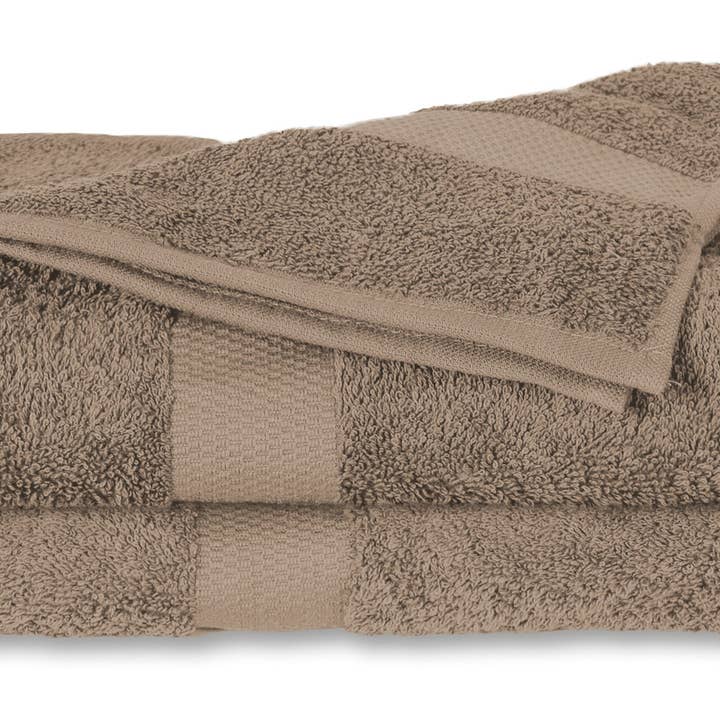 Lot de 2 serviettes en coton damassé Twente - 50 x 100 cm - Taupe pour la vente par Twentse Damast