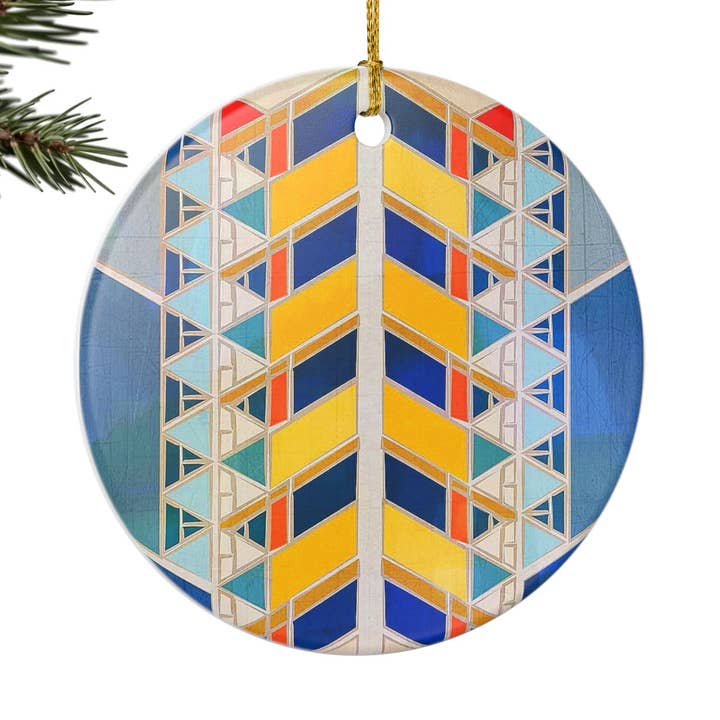Frank Lloyd Wright Hollyhock Christmas Ornament for wholesale by Miss Crabtree