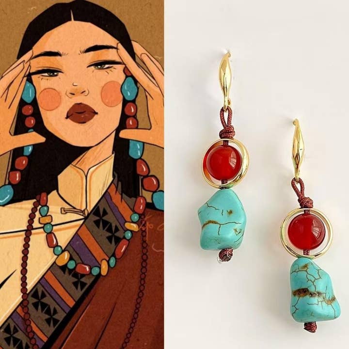 Boucles d'oreilles pendantes en agate rouge et turquoise : bohème tibétain et autres tendances Résultats pour bijoux tibétain en vente B2B. Retours gratuits et paiement à 60 jours sur Faire sur Faire.