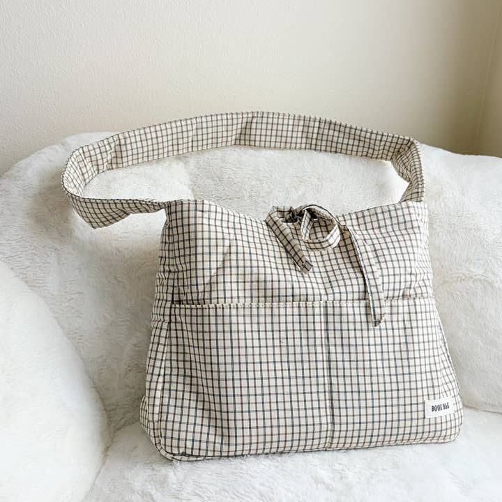 The Bean Workshop - Wholesale Tote Bag - Women's - Large Gingham Book Bag with Multiple Pockets