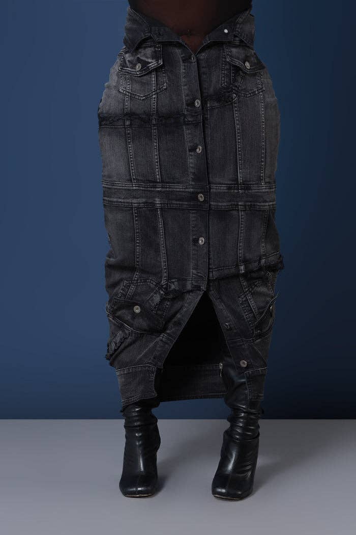 5besties inc - Wholesale Skirt - Women's - DESTROYED JACKET INSPIRED DENIM SKIRTS0