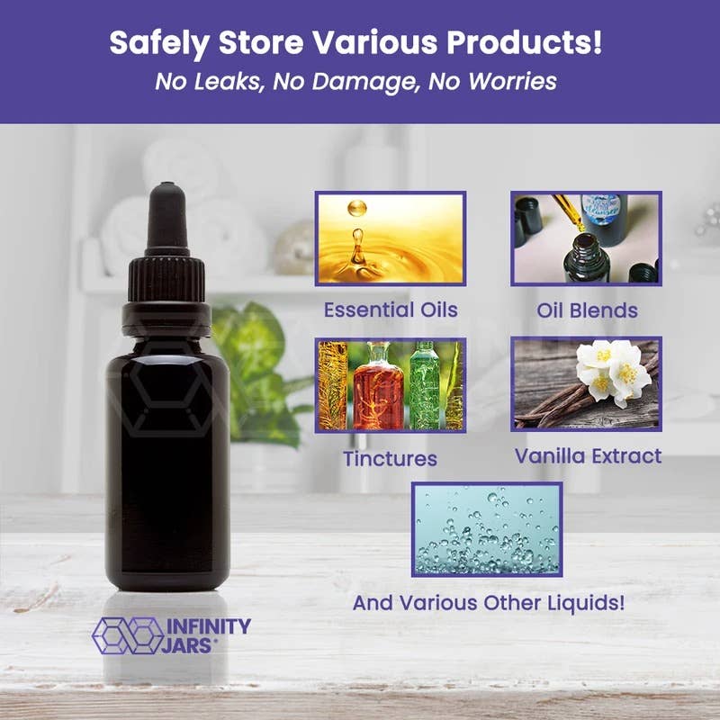 Infinity Jars - Venta al por mayor Soportes para aceites esenciales - Botella cuentagotas de vidrio de 30 ml con pipeta3