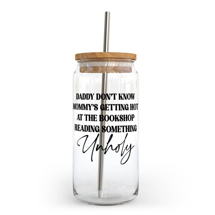 Unholy Club Glass Can w Bamboo Lid | Bookish for wholesale by DIYxe