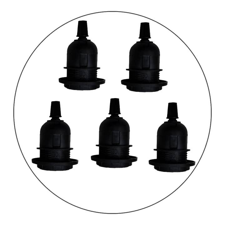 5 pack Edison E27 Black Lamp Pendant Bulb Holder with Shade for wholesale by Ledsone