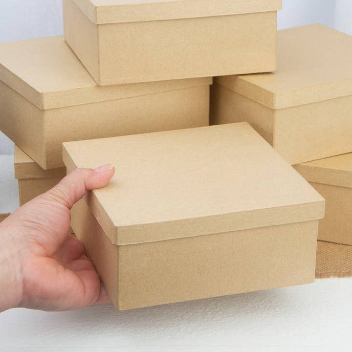 Factory Direct Craft - Wholesale Gift Box - Premade Paper Mache Square Box - 7" x 7" x 3"