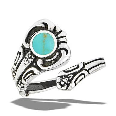 Sterling Silver Spoon Ring With Synthetic Turquoise for wholesale by Silver Insanity