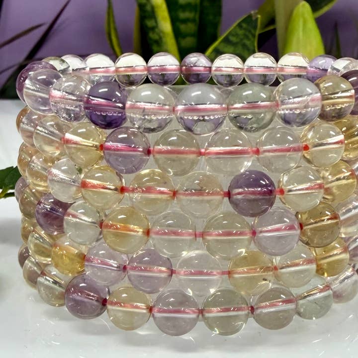 Pulsera de Cristal de Ametrino Natural de 8 mm y 7,5” para venta al por mayor de KayleeNYC