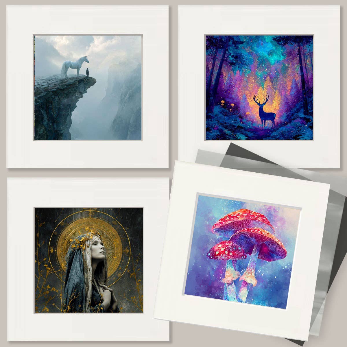 Mowbi – wholesale Art print – Lavender Magic Mushroom Trip Mystical Art Print - 8"x10" Artwork for 11"x14" Frame2