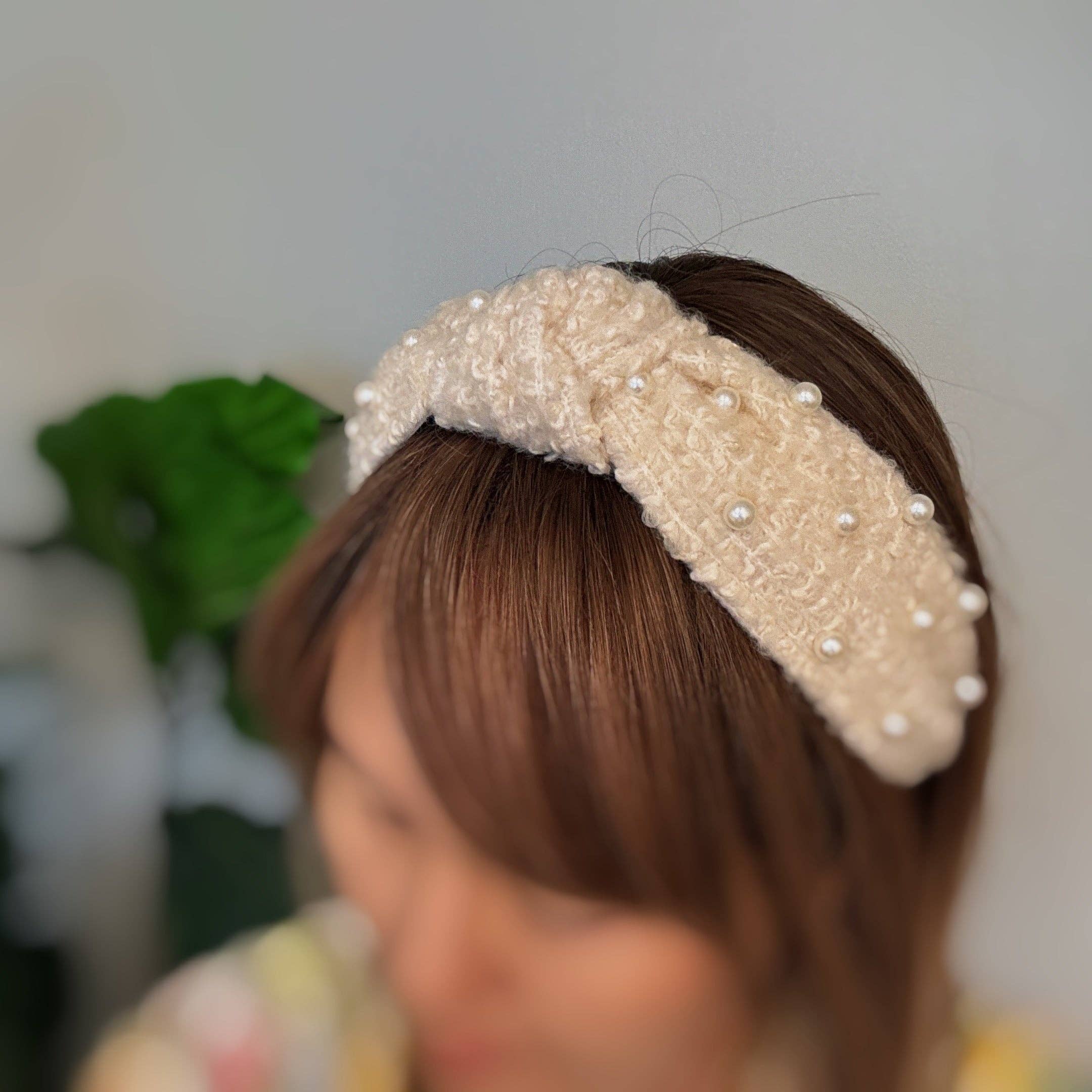 Ellison+Young - Wholesale Fashion Headband - Women's - Pearl And Tweed Knotted Headband2