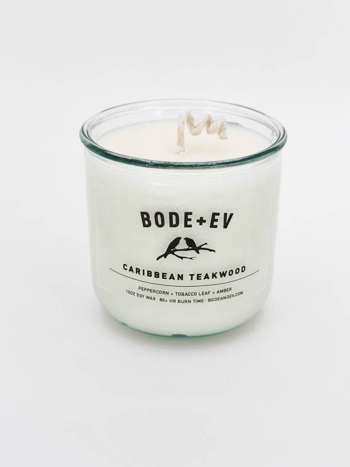 Caribbean Teakwood | Spiced Woods Soy Candle + Room Spray for wholesale by Bode+Ev