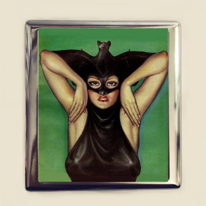 Bat Lady Business Card ID Holder Wallet Retro Pulp Goth Mac for wholesale by FringePop