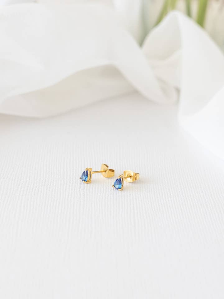Raindrop Stud in Blue for wholesale by Rose and Clay