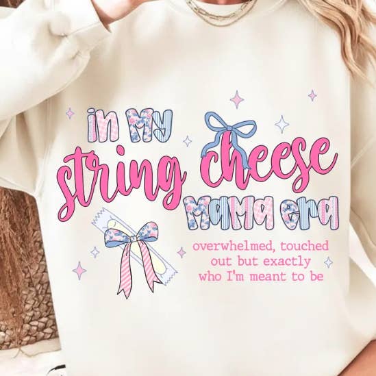 In My String Cheese Mama Era With Bows Sweatshirt for wholesale by Sunflower Designs