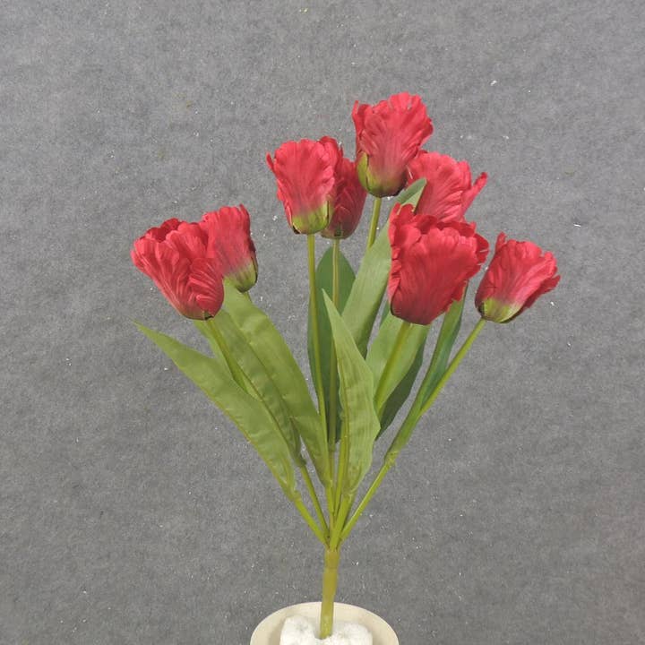 17" Parrot Tulip Bush With 9 Stemsred SB2376-RED for wholesale by Trendy tree
