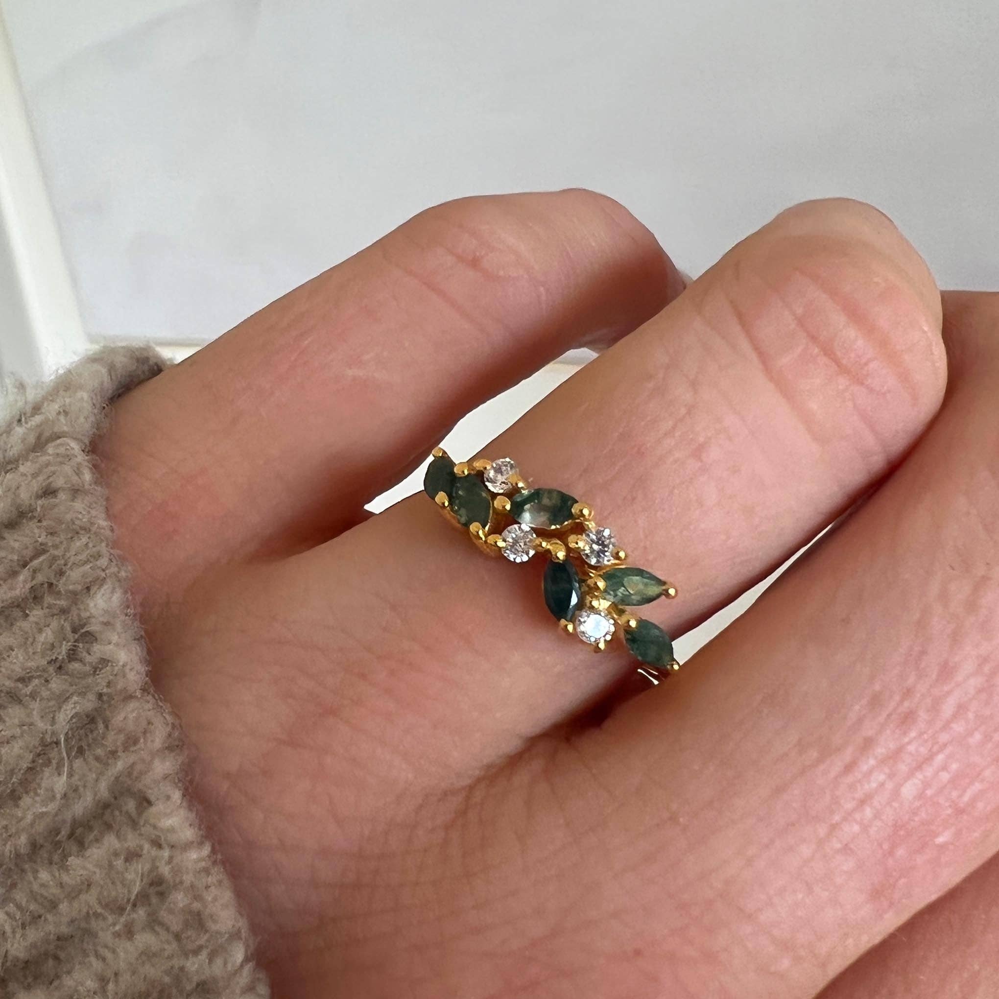 La Kaiser - Wholesale Multi-Stone Ring - Yellow Gold Moss Agate & Topaz Orchard Ring1