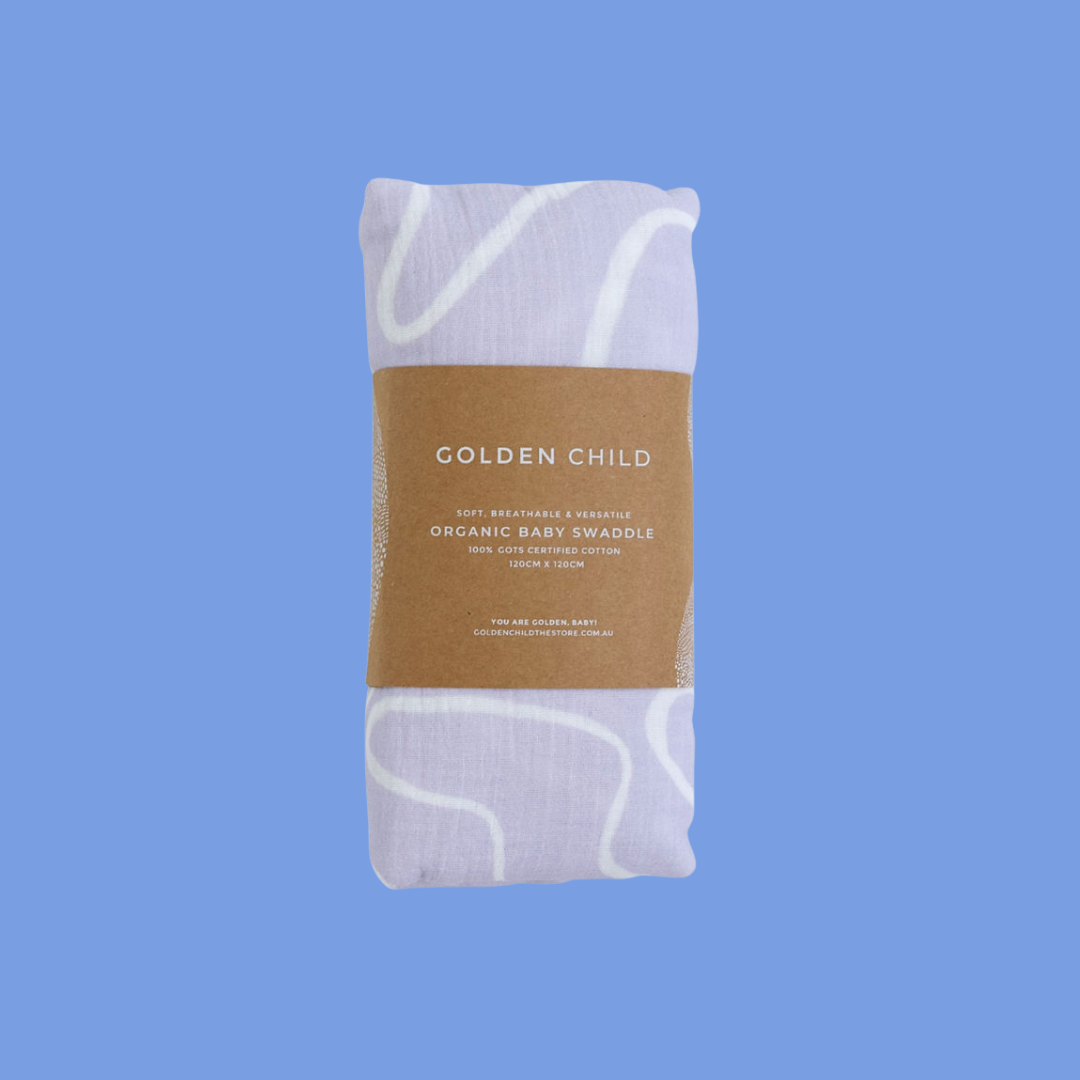 The Laze Organic Cotton Baby Swaddle - Lilac for wholesale on Faire3
