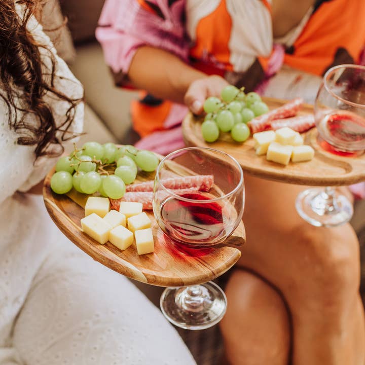 Acacia Wood Wine Appetizer Plate Set Of 4 for wholesale on Faire6