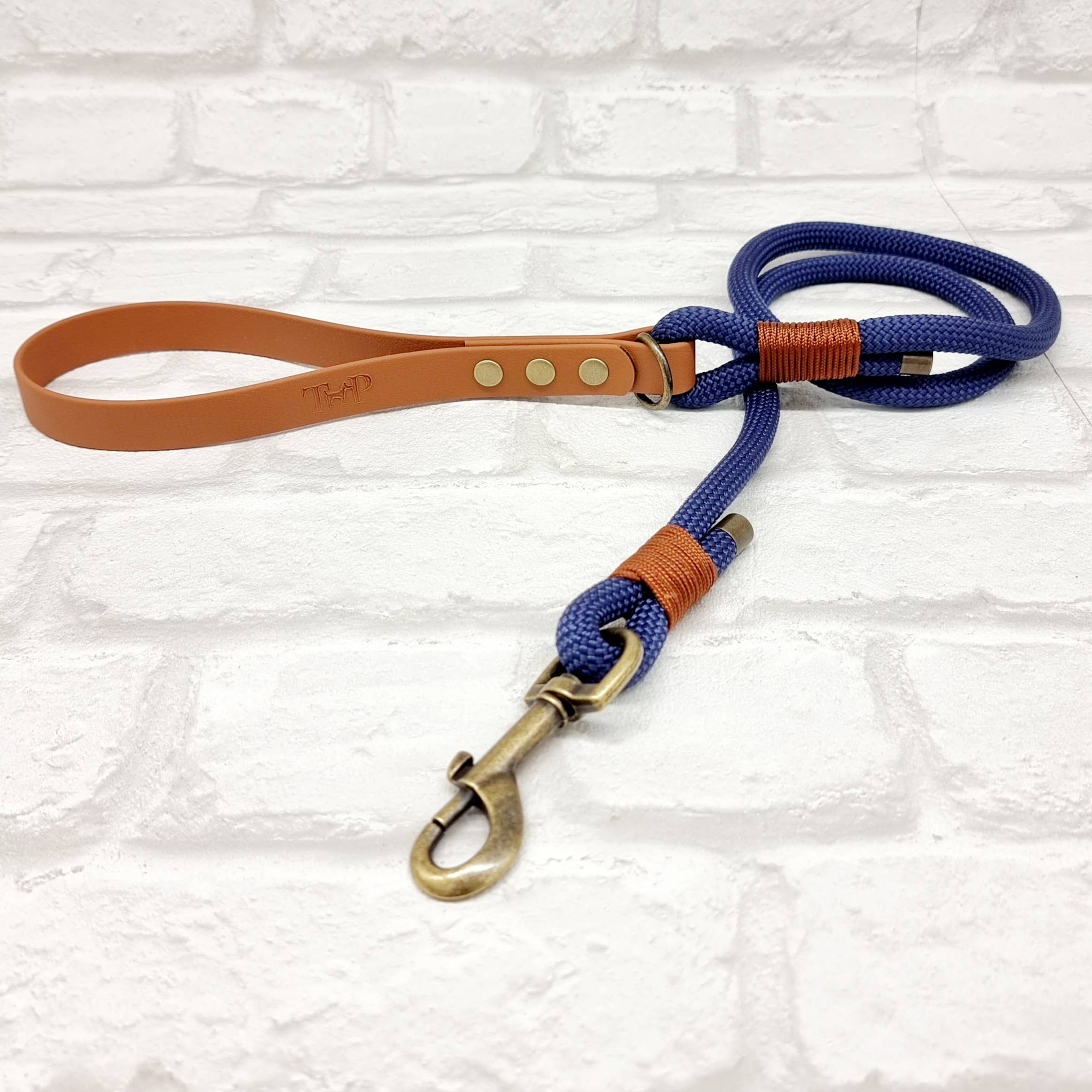 Trinkety Paws – wholesale Pet collar – Dog – Premium Rope Dog Collar &  Lead NAVY & LIGHT BROWN2