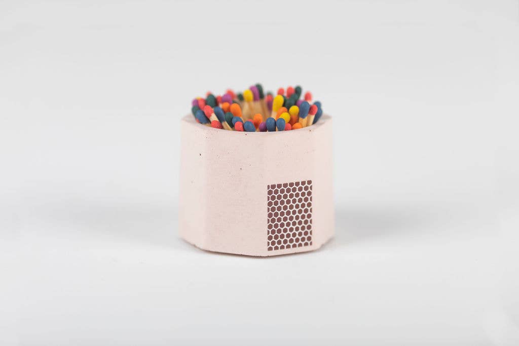 Tenn Prairie – wholesale Match holder – Concrete Match Holder – with 2-Inch Rainbow Color Safety Matches