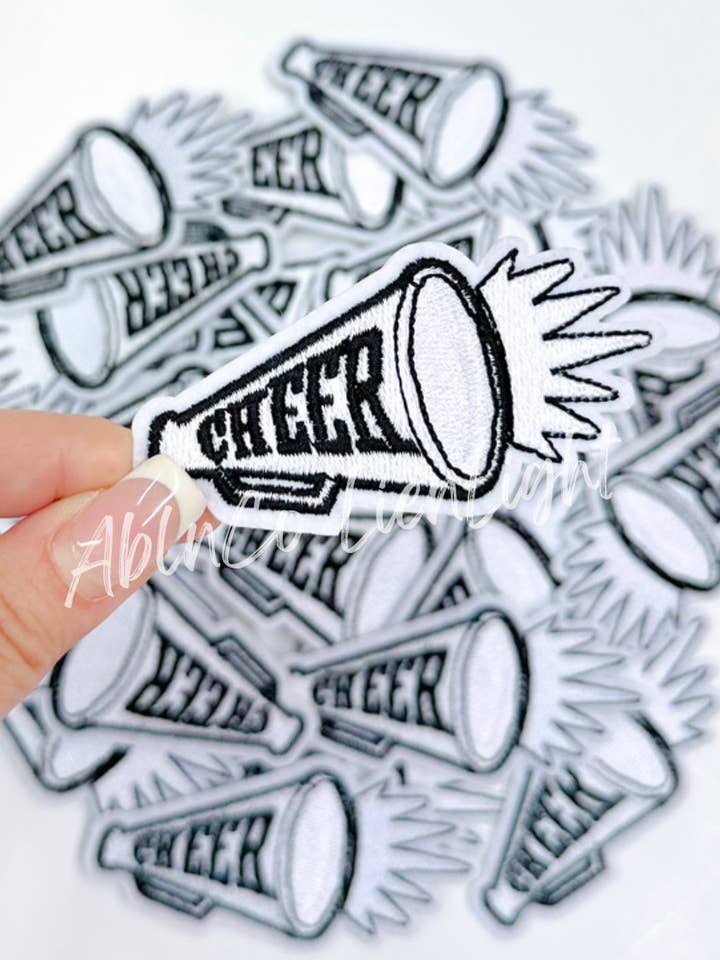 white cheer megaphone patch trucker hat patch iron on for wholesale by ABLNco