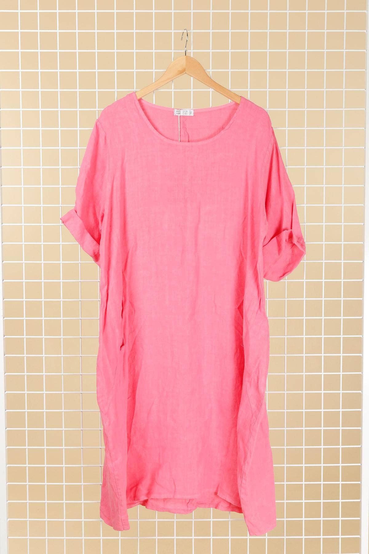 la maison des fibres naturelles - Wholesale Dress - Women's - Round neck dress in 100% linen 67611