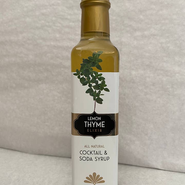 Lemon Thyme Elixir. All Natural Cocktail & Soda Syrup. for wholesale by Floral Elixir Co.