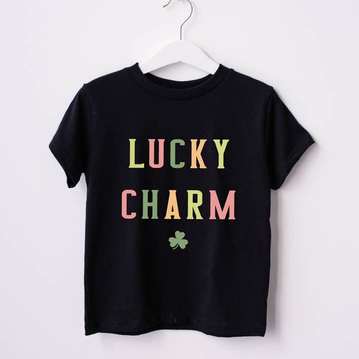 P E T I T R U E - Wholesale Screen Printed T-Shirt - Kids - St. Patrick's Day Kids Shirt - Boho Kids Tee Lucky Charm1