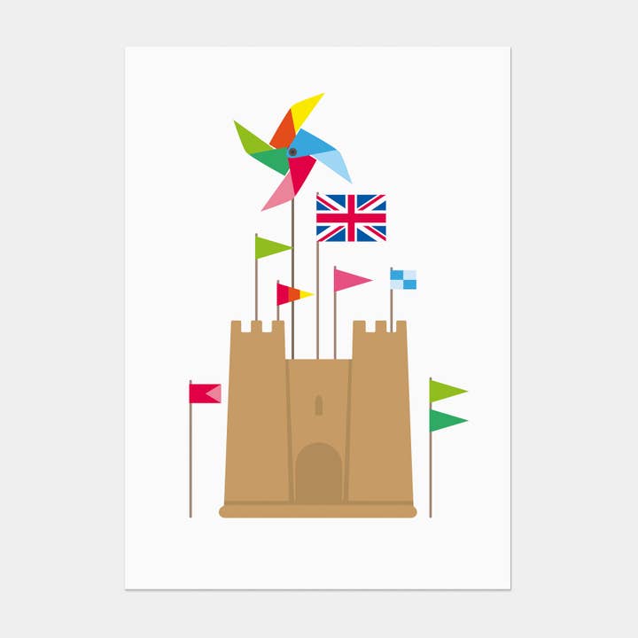 Cartolina del castello di sabbia per la vendita all'ingrosso da parte di Showler and Showler