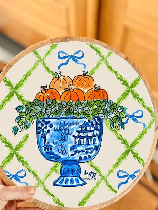 Fall Pumpkin Topiary Large Tray for wholesale by Happy By Rachel, LLC