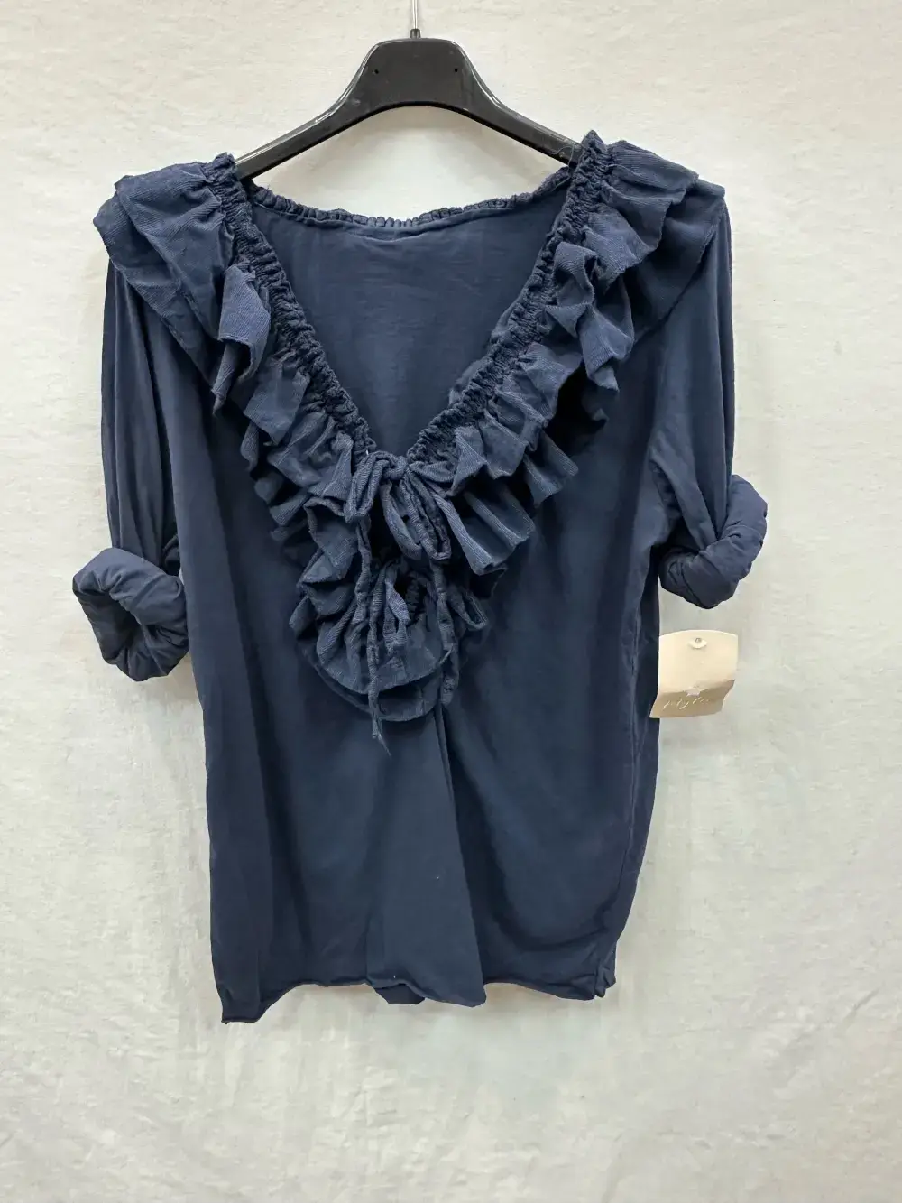 Mimi & Gogo - Wholesale Blouse - Women's - Cotton Velvet Ruffled Top @10296_HVFroufrou6
