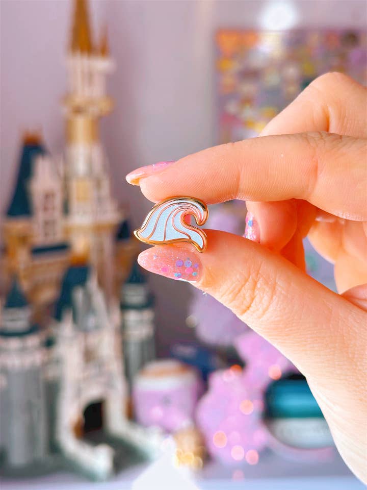 Wave Mini Enamel Pin for wholesale by Emily Harvey Art
