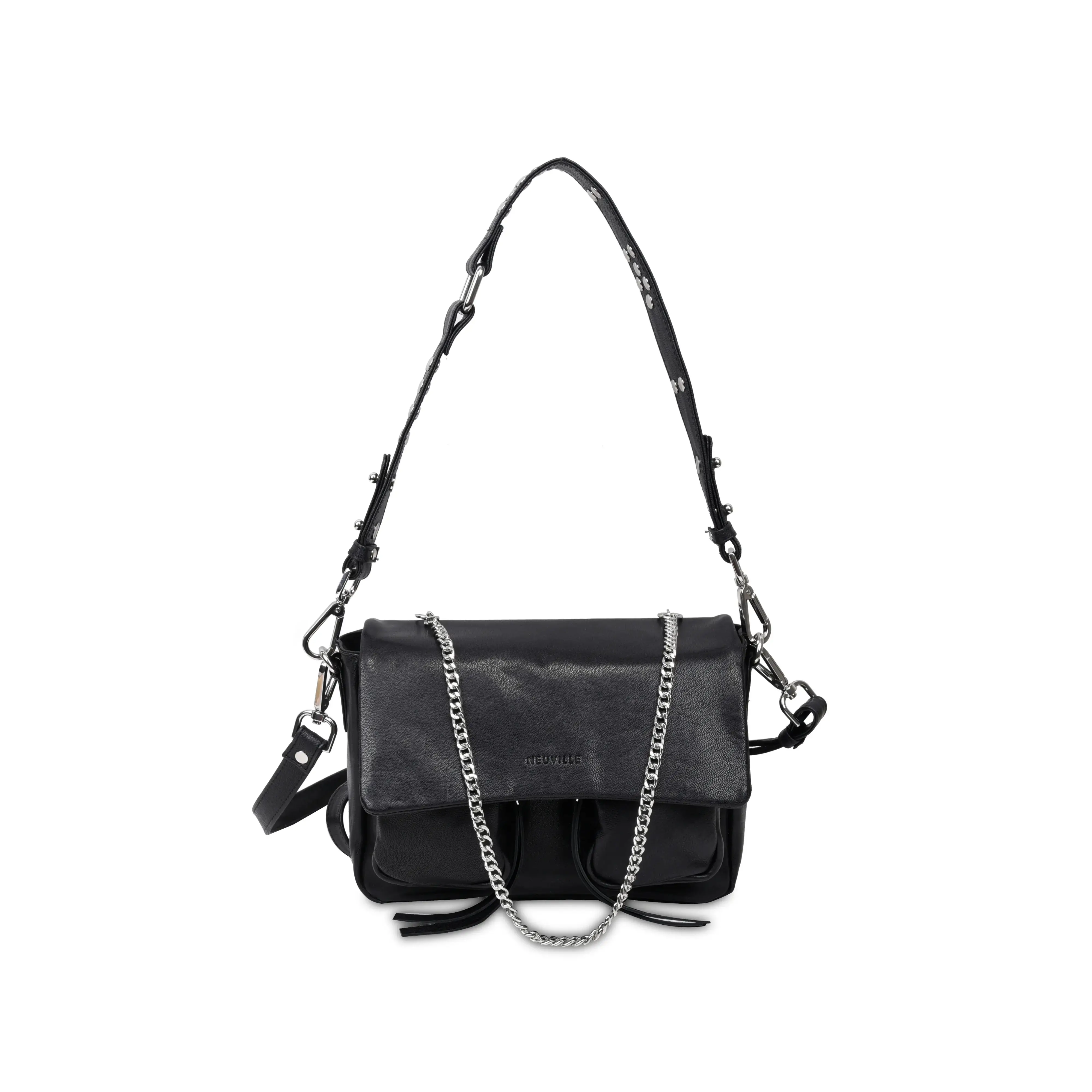 関税なし 送料無料 Shoulder Bag Wholesale MAXKE Black Leather Shoulder & Crossbody Bag for