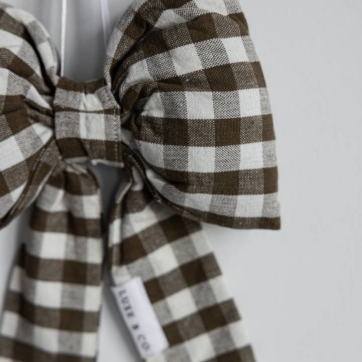 Luxe B Co - Wholesale Christmas Decoration - Bows Olive Green Gingham Fabric5