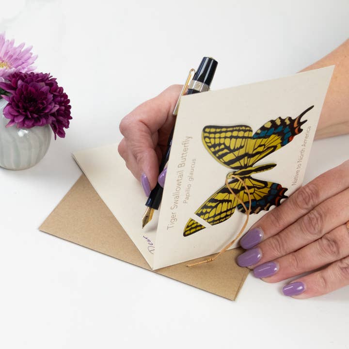 Tulia's Artisan Gallery - Wholesale Bookmark - Tiger Swallowtail Butterfly Ornament + Notecard1