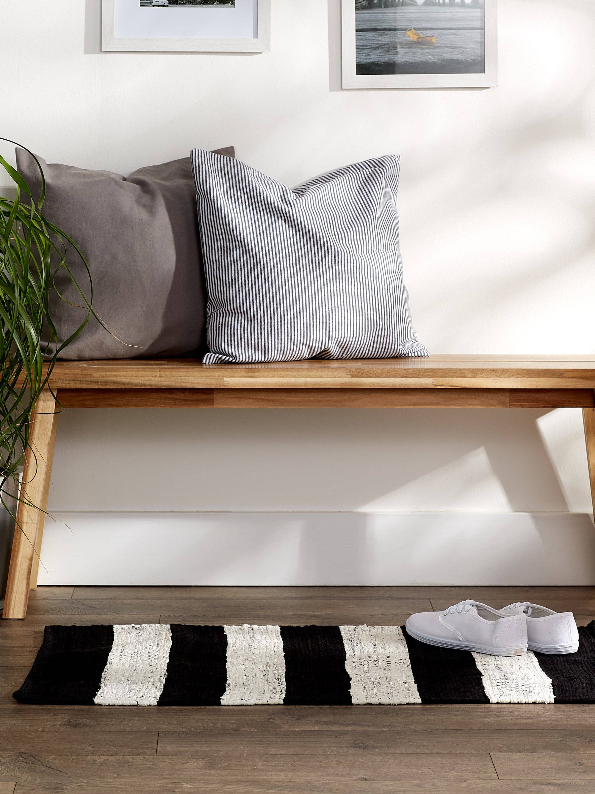 Welcome Home Unbeatable Deals - Vente Tapis - Tapis de chiffon à rayures noires/blanches 2 x 3 pi4