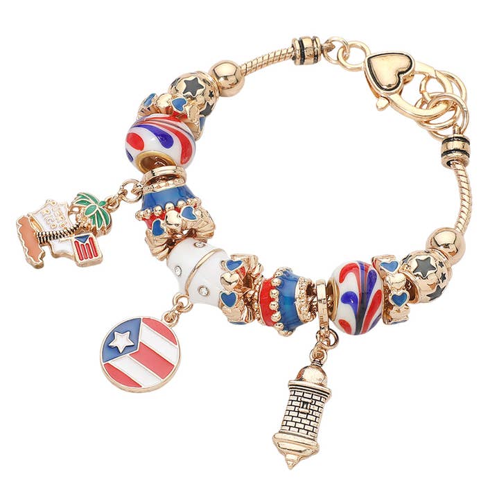 Sensibling Corp. - Wholesale Charm/Dangle Bracelet - Puerto Rico Flag Charm Multi-Bead Bracelet1