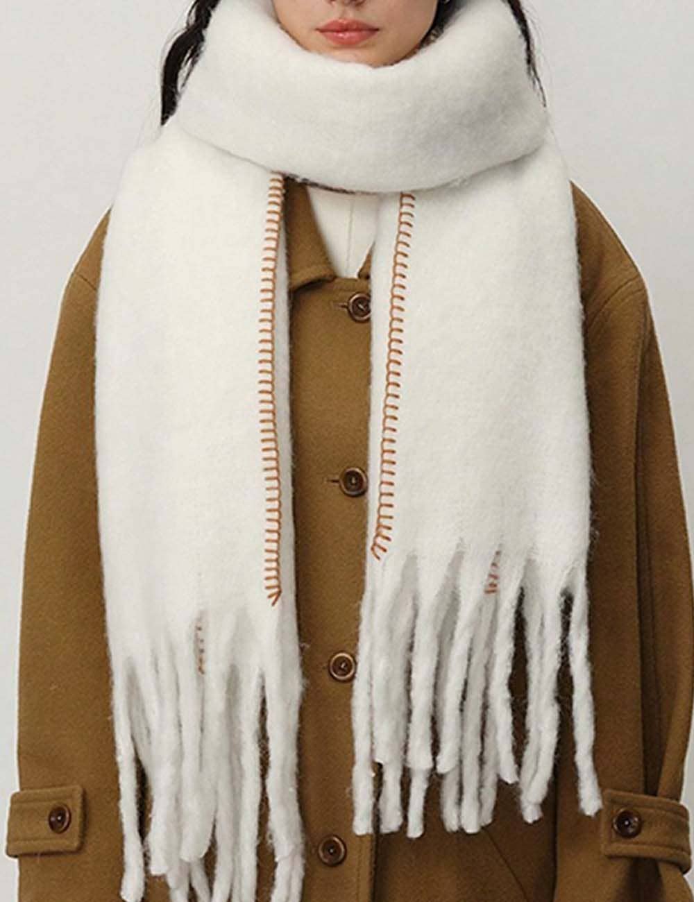 Dipped Shop - Venta al por mayor Bufanda - Mujer - Bufanda de invierno gruesa de cachemira con flecos y forro cálido DP25F6071