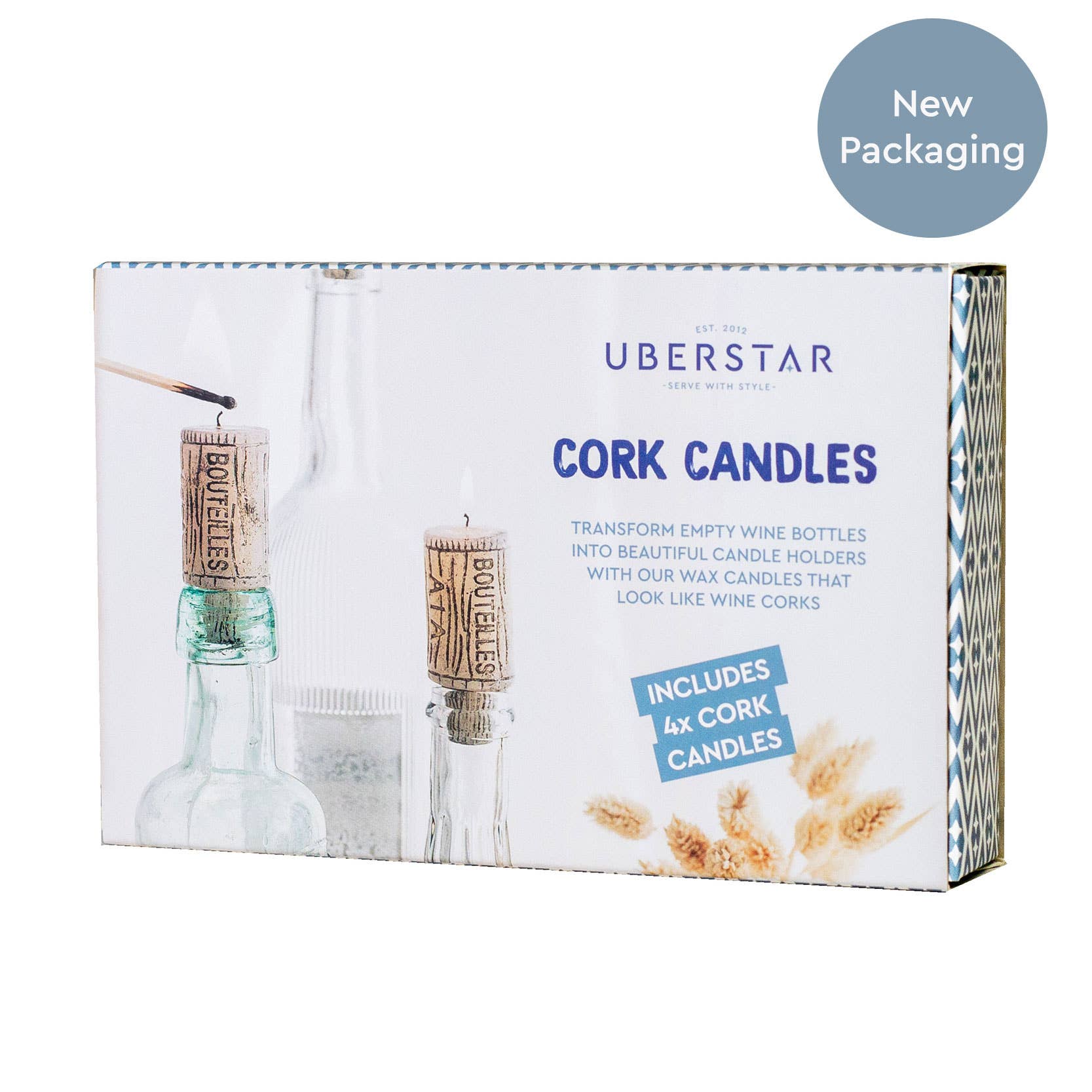 UBERSTAR - Wholesale Pillar Candle - Wine Cork Candles (Set of 4)6