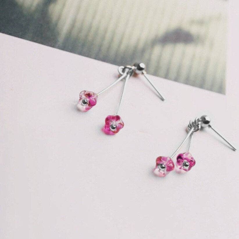 Haengseongworkshop - Venta al por mayor Pendientes colgantes - Pendientes con cuentas florales forma campana de cristal austríaco rosa 6x4 mm1