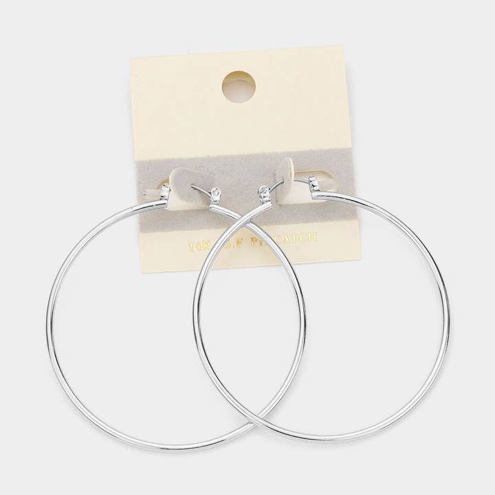 14K Gold Filled Metal Hoop Pin Catch Earrings for wholesale by Sensibling Corp.