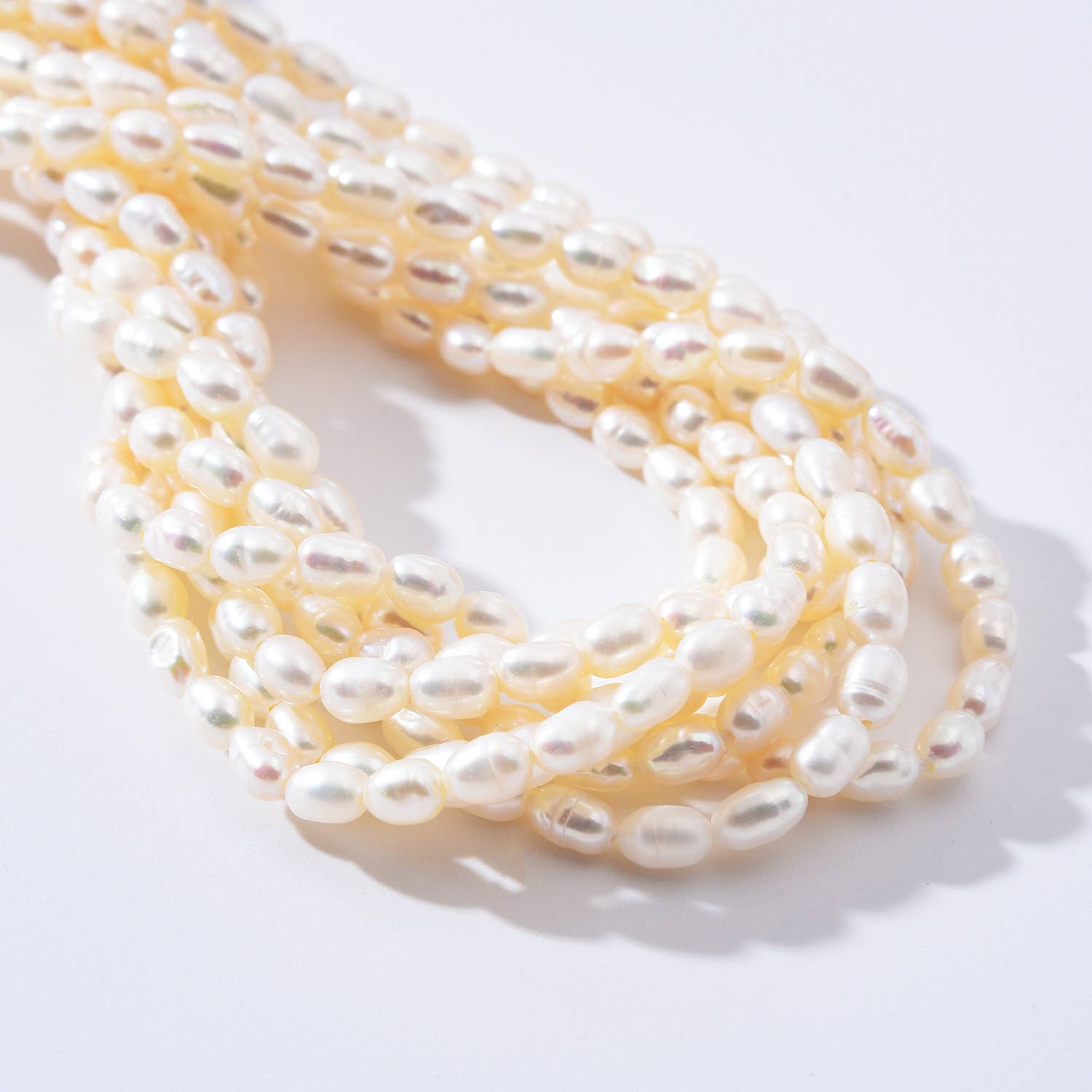 findings4uGem - Wholesale Beaded/Pearl Necklace - Natural Freshwater Pearl White Oval Rice Beads, FWP0042