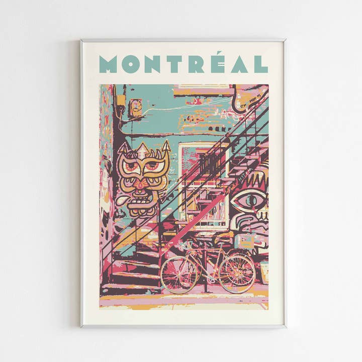 Newpencilbox Art - Wholesale Poster - Montreal Graffiti & Staircase Urban Street Art Poster