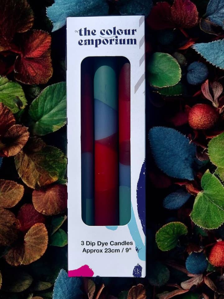 CRIMSON TIDE Dip Dye Dinner Candle Trio for wholesale by The Colour Emporium