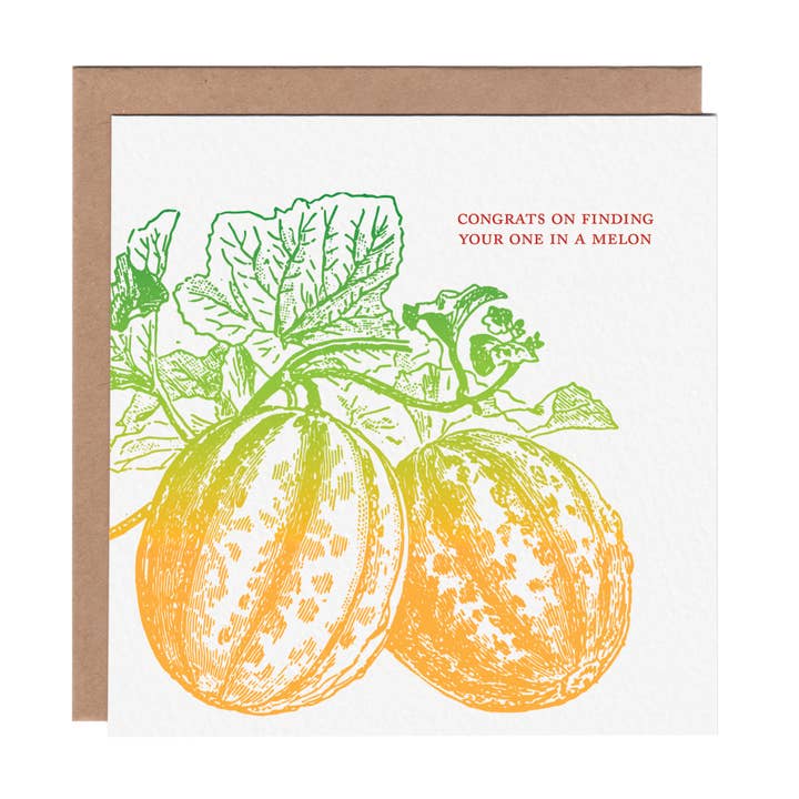 Carte de vœux de mariage « Un dans un melon » pour la vente par Ampersand M Studio