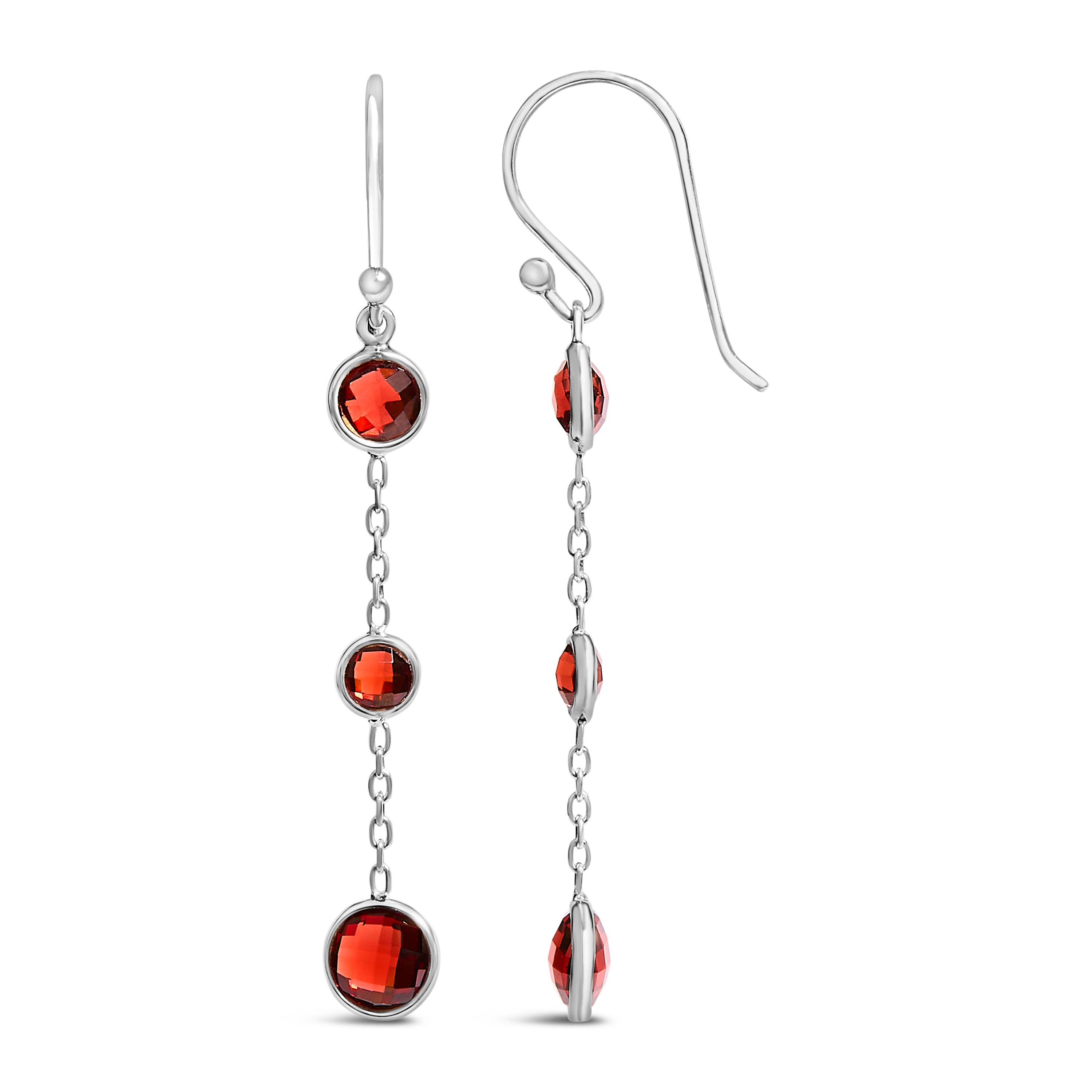 Infinite Jewels - Wholesale Dangle Earrings - .925 Sterling Silver Graduating Red Garnet Dangle Earring2