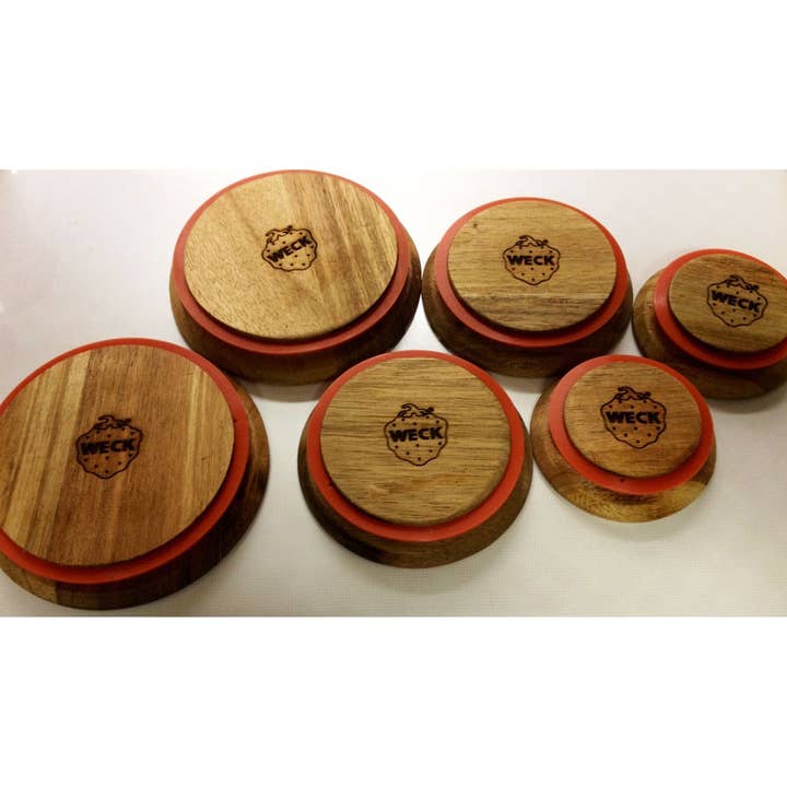 Ventures Int'l Products Inc. - Wholesale Food Storage Container - WECK® Large Acacia Wood Lid #100, Bulk