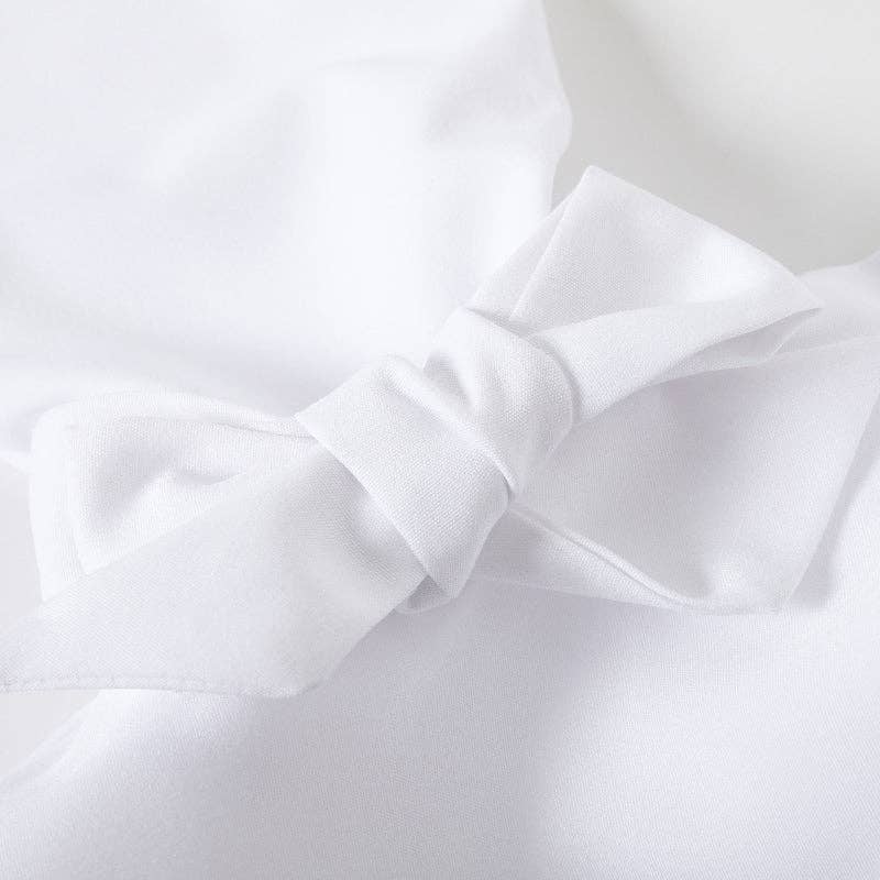 Plush Looks - Wholesale Button Down Shirt - Women's - Flared Sleeve Bow Falbala Lapel Blouse9