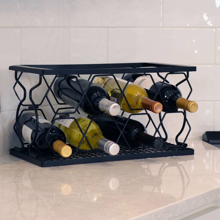 8-Bottle Collapsible Tabletop Wine Rack - Black for wholesale by Sunnydaze Decor